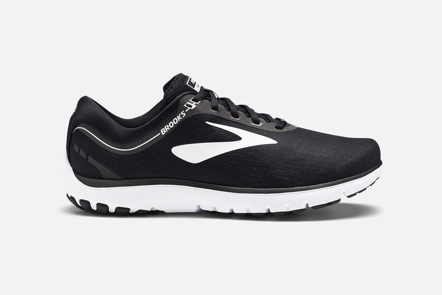 Brooks Men's PureFlow 7 Road Running Shoes Black/White HCIT-06815